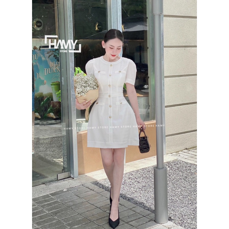 Đầm Sọc Gân Cổ Tròn