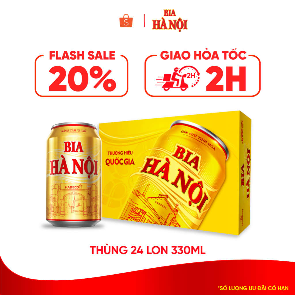 Thùng 24 lon Bia Hà Nội - HABECO (330ml/lon)