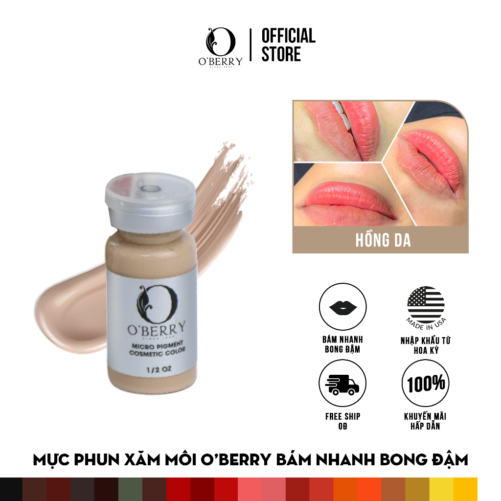 Mực phun xăm Khử thâm môi O'BERRY nhập khẩu độc quyền Hoa Kỳ - Màu hồng da