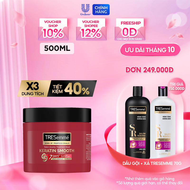 Kem Ủ TRESemmé Keratin Smooth Tóc vào nếp Suôn Mượt Chuẩn Salon 500g