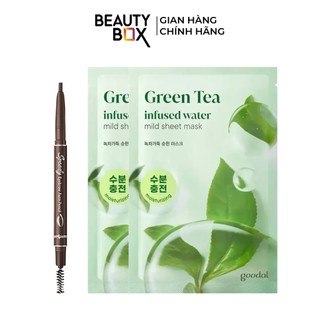 Combo 01 chì kẻ mày peripera 03 brown & 02 mặt nạ goodal green tea