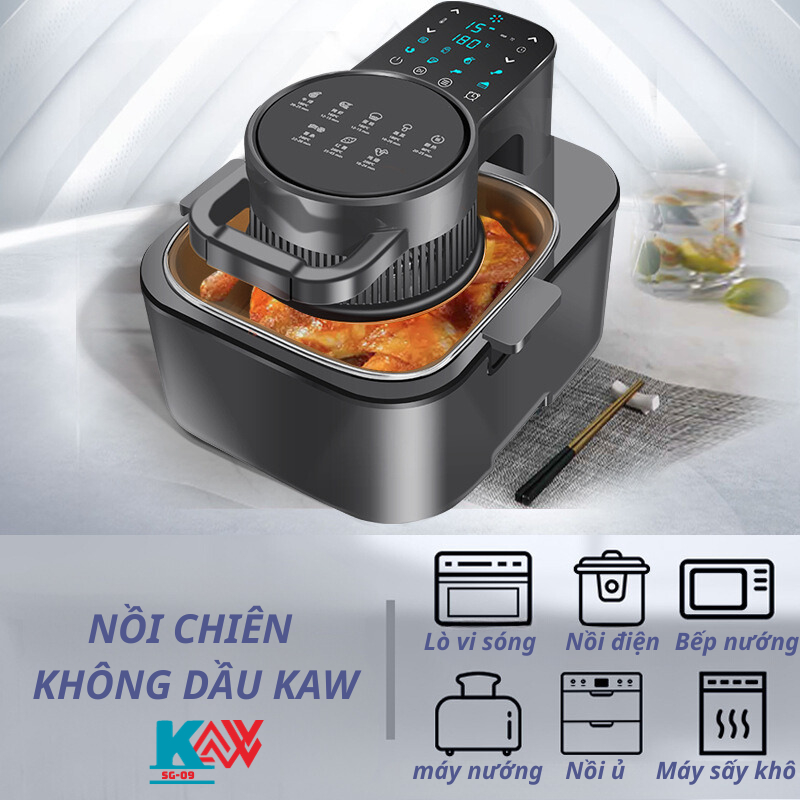 Nồi chiên không dầu chính hãng Kaw 12 Lít Đa năng, Công suất 1500W chống dính, hàng chính hãng, mẫu mới nhất 2023