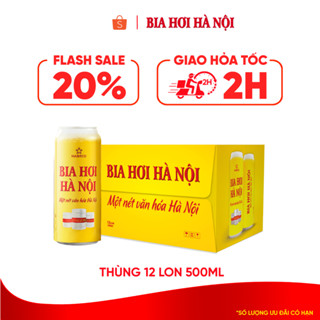 Thùng 12 lon Bia Hơi Hà Nội - HABECO (500ml/lon)