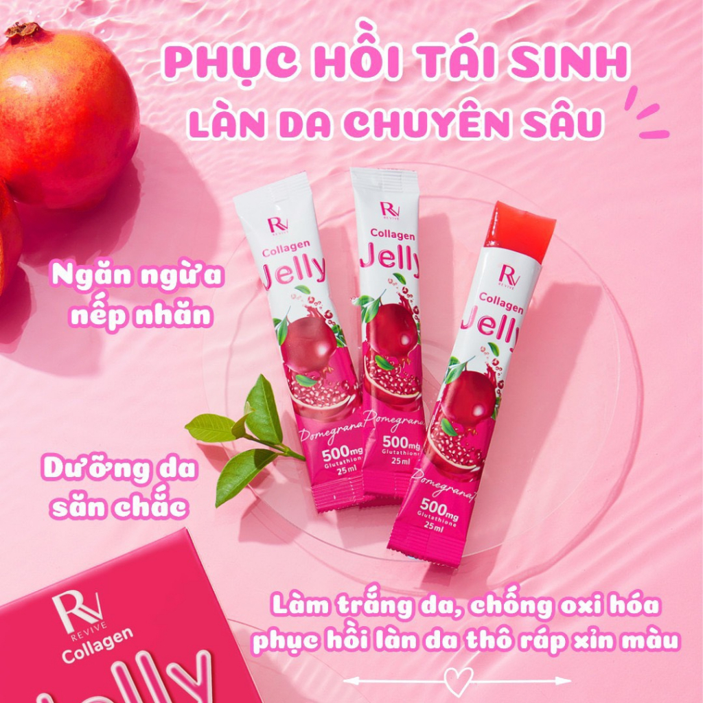 Thạch Collagen Trắng Da Thụy Sĩ, Thạch Lựu Collagen Jelly Pomegranate Dưỡng Trắng Da Toàn Thân Hộp 7 Gói