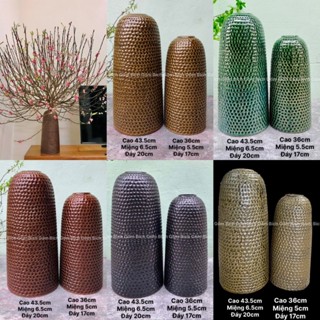 Bình Hoa Lọ Hoa Dáng Chuông Tổ Ong Dáng Mới Gốm Sứ Bát Tràng Lọ Hoa Cắm Đào Lựu Tuyết Mai - Gốm Bích