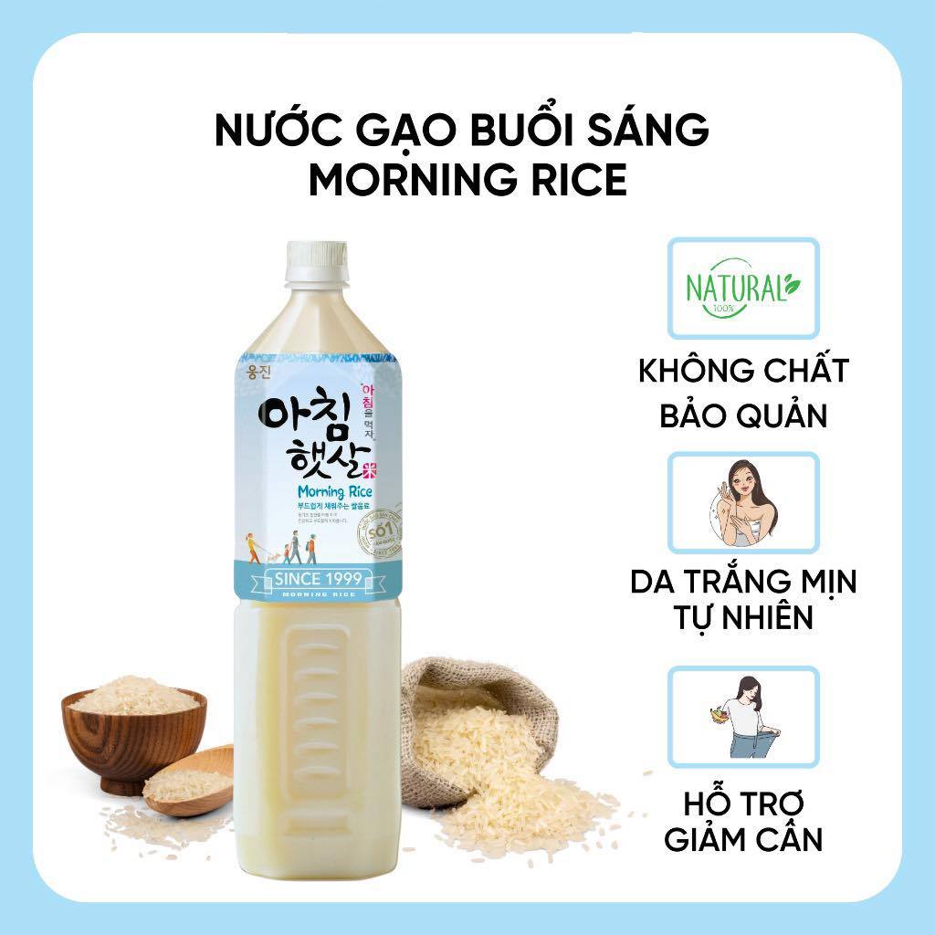 Nước gạo lứt đen Morning Rice Black - Woongjin chai 1,5L  - Vị Ngọt Tự Nhiên, Không Thêm Đường