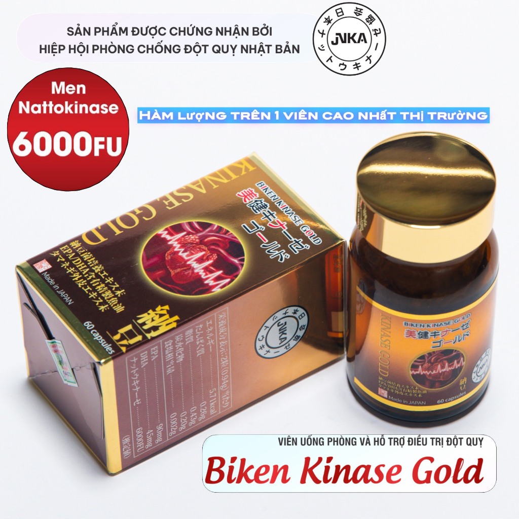 Viên Uống Hỗ Trợ Lưu Thông Máu và Phòng Ngừa Đột Quỵ Biken Kinase Gold