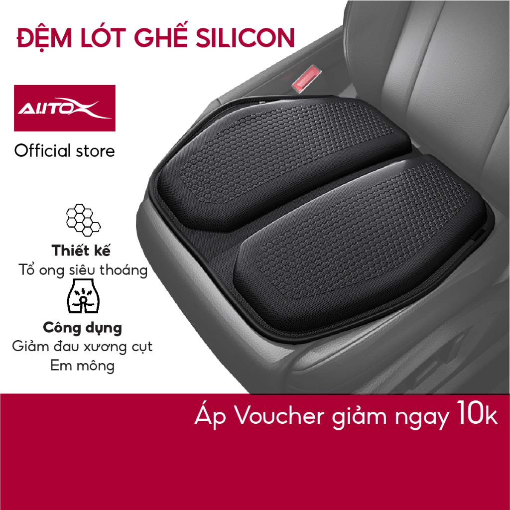 Lót ghế ô tô cao cấp Autox chất liệu Silicon 3D thiết kế 2 mảnh giúp thoáng khí êm mông
