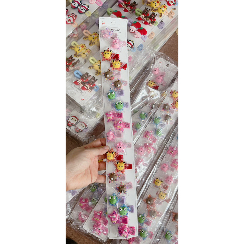 Sỉ 1 dây kẹp nhũ họa tiết thú cho trẻ em
