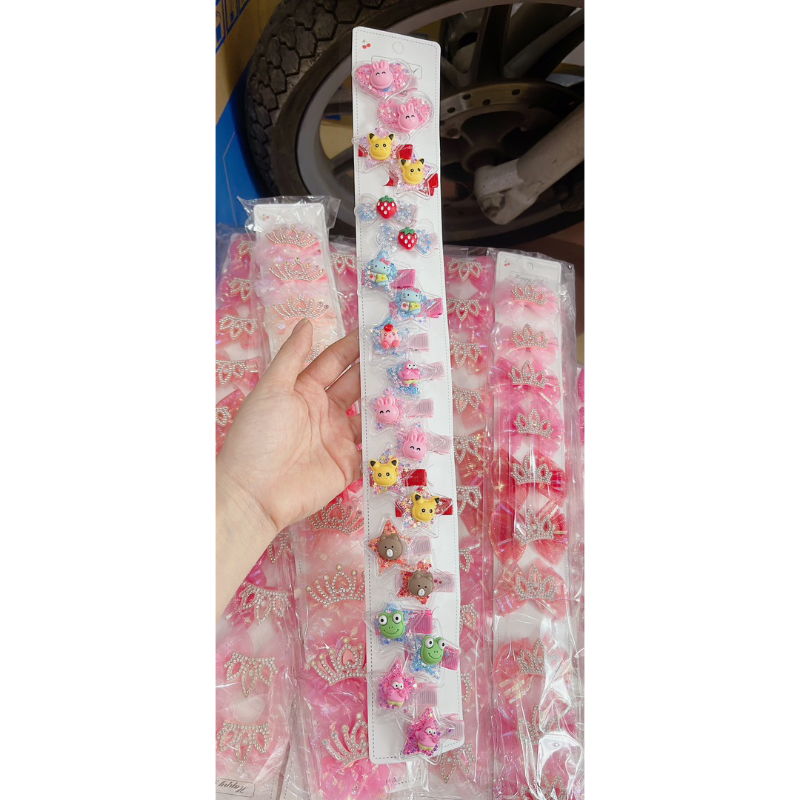 Sỉ 1 dây kẹp nhũ họa tiết thú cho trẻ em
