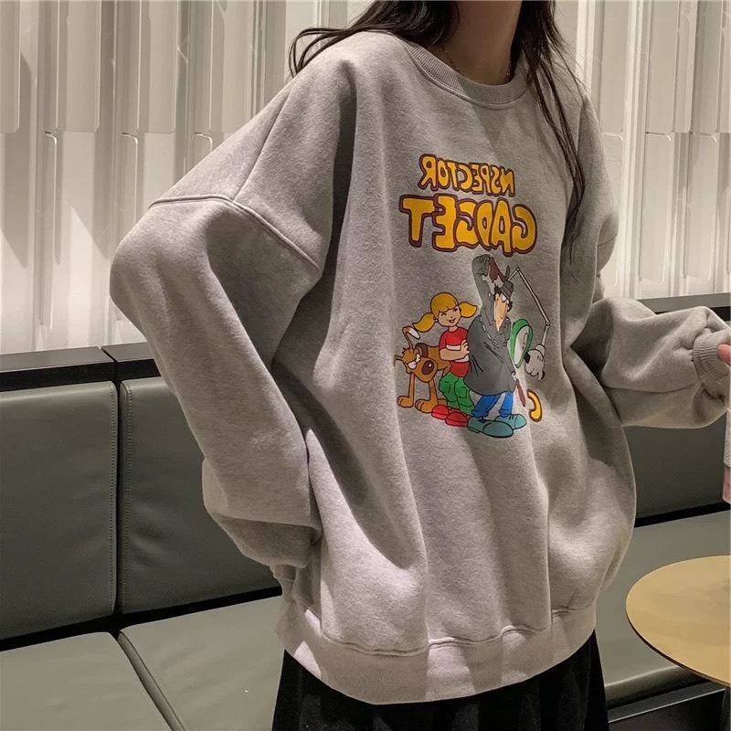 Áo nỉ nam nữ ,ảo Sweater Unisex hình thám tử màu xám ghi chất nỉ dày dặn trẻ trng cá tính oversize thời trang hottrend