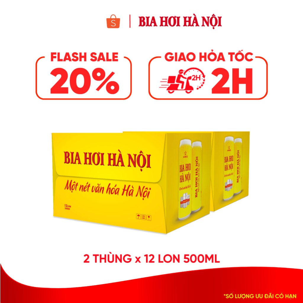 COMBO 2 Thùng 12 lon Bia Hơi Hà Nội – HABECO (500ml/lon)