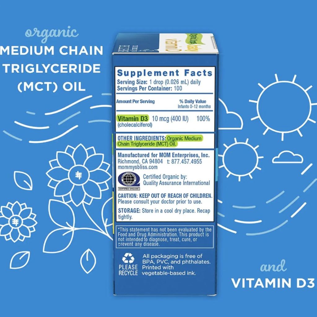 Vitamin D3 hữu cơ Mommy Bliss 3.24ml bổ sung vitamin
