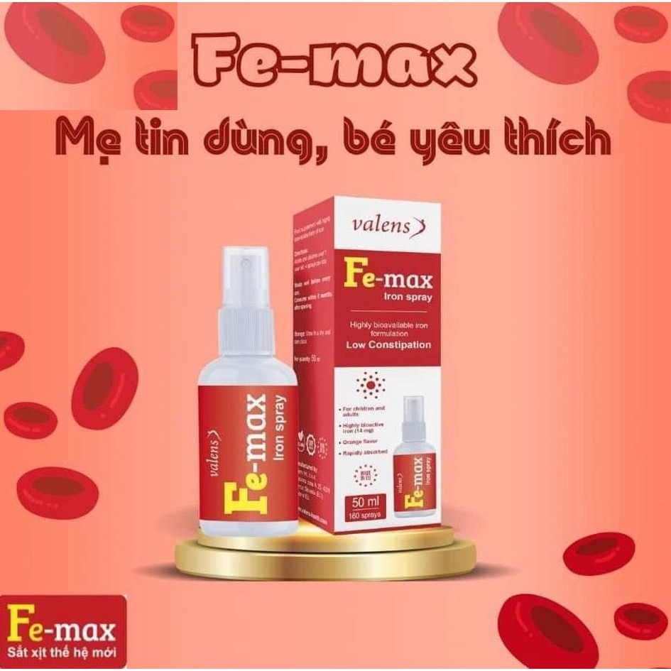 Sắt xịt Fe-Max Iron Spray phòng ngừa thiếu máu do thiếu sắt, Date 10/2024