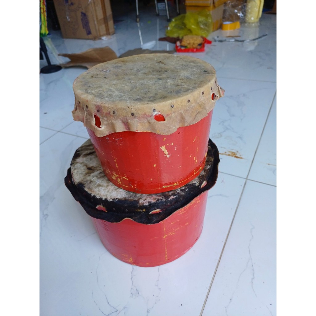Trống múa lân to da trâu thật có dùi