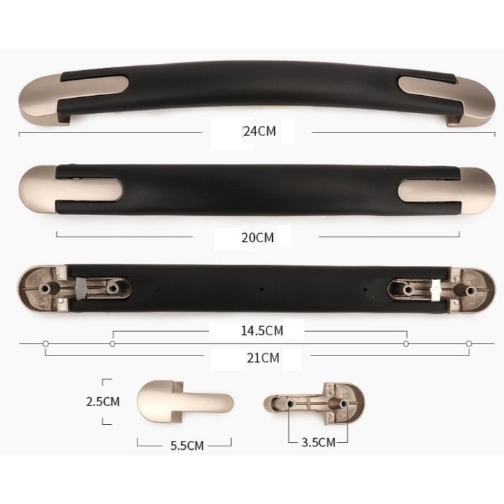 Quai xách tay cầm vali 24cm đạ bao gồm ốc vít, bảo hành 1 năm, dùng cho nhiều loại vali