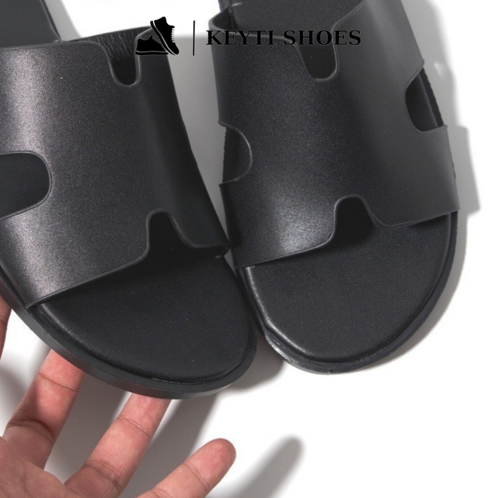 Dép chữ H quai ngang da cao cấp, Dép hermes nam thời trang công sở đi làm