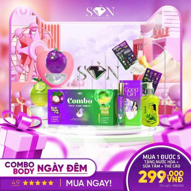 Combo body ngày đêm tặng sữa tắm, nước hoa SON group