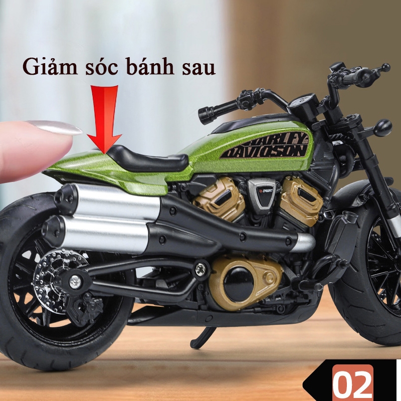 Mô hình xe mô tô Harley Davidson Sprotsters KAVY bằng hợp kim có nhạc và đèn chạy cót tỷ lệ 1:12