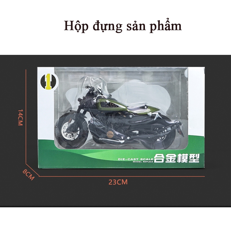 Mô hình xe mô tô Harley Davidson Sprotsters KAVY bằng hợp kim có nhạc và đèn chạy cót tỷ lệ 1:12