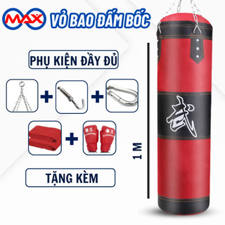 Vỏ bao cát đấm bốc boxing tập võ dài 100cm vỏ bao đấm cát boxing treo tường 4 lớp dành cho người lớn tập tại nhà