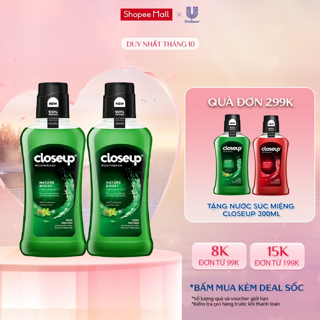 Combo 2 nước súc miệng CloseUp Nature Boost (500mlx2)