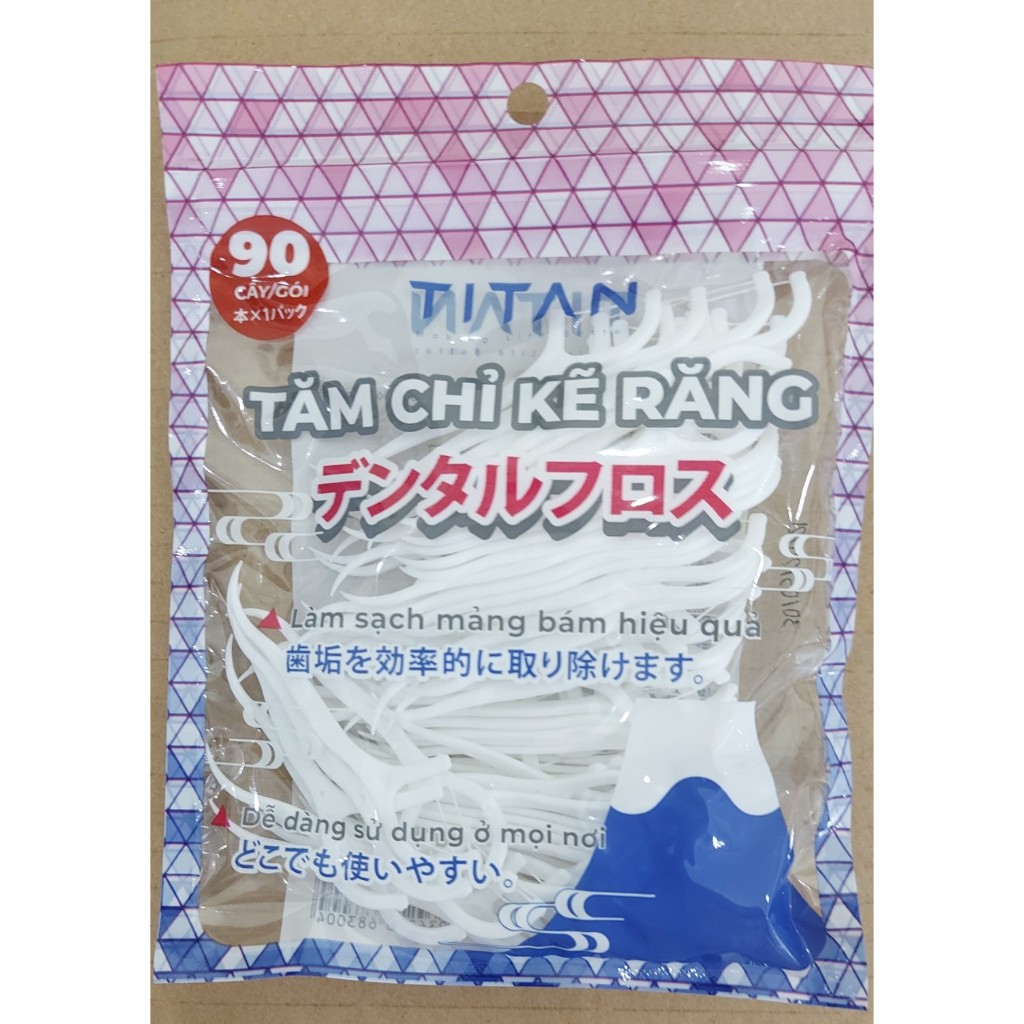 Tăm chỉ nha khao Titan gói 90 que/gói.