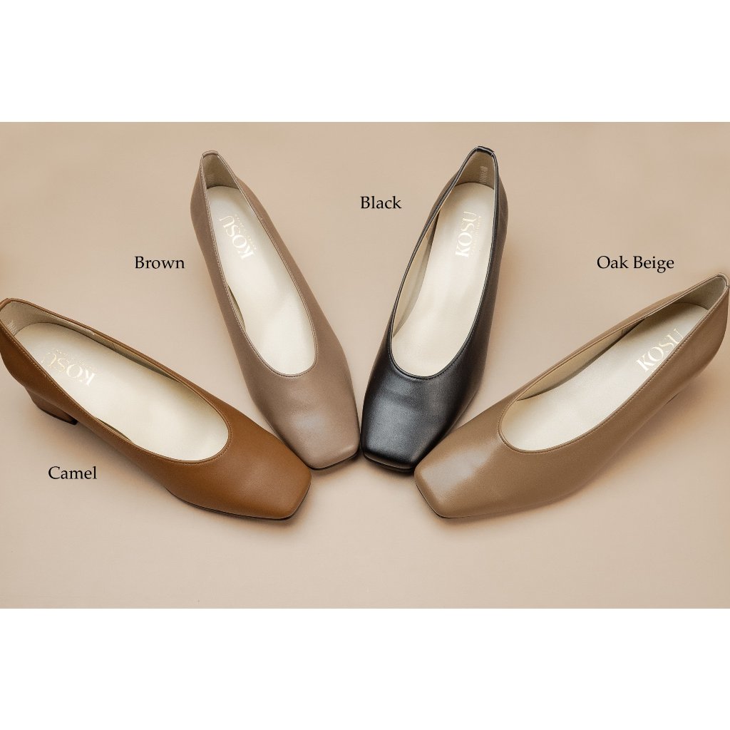 Giày da cao gót nữ đế vuông KOSU 2007 cao 5cm made in Japan