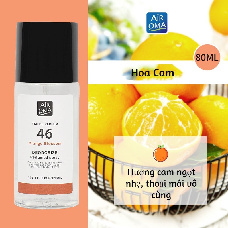 Xịt Thơm Quần Áo Air Oma Nước Hoa Dung Tích 80ml Nhẹ Nhàng Thanh Lịch, Nước Hoa Xịt Quần Áo Thơm Lâu Tươi Mát Cả Ngày.