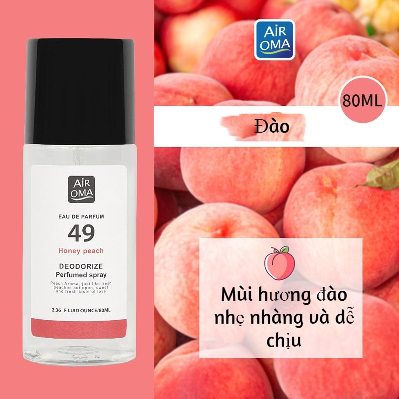 Xịt Thơm Quần Áo Air Oma Nước Hoa Dung Tích 80ml Nhẹ Nhàng Thanh Lịch, Nước Hoa Xịt Quần Áo Thơm Lâu Tươi Mát Cả Ngày.