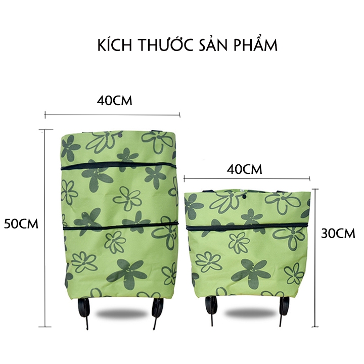 Túi Đi Chợ, Giỏ Đi chợ Có Bánh Xe Cực Xinh Tiện Lợi