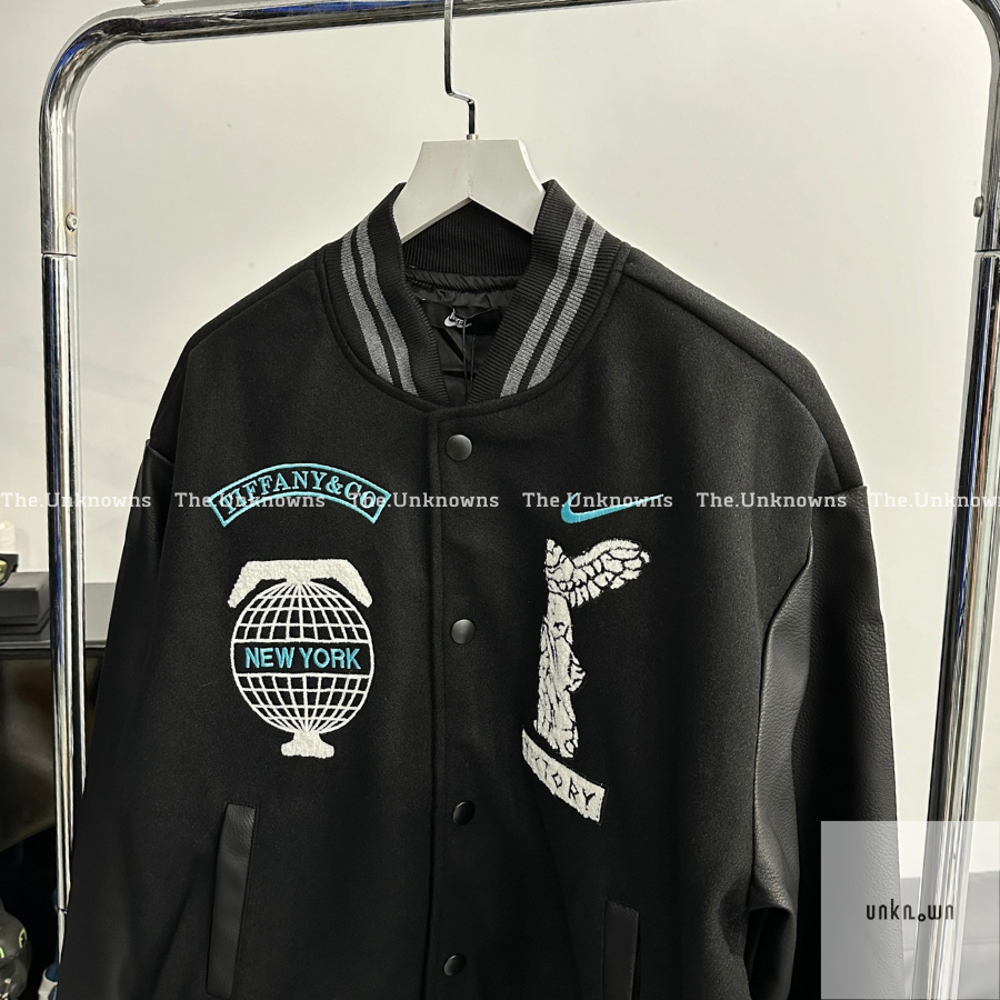 👑👑-Áo Khoác Varsity Jacker N!KE x T.iffany Co,Áo Varsity Jacket N!KE phối tay da logo thêu cao cấp
