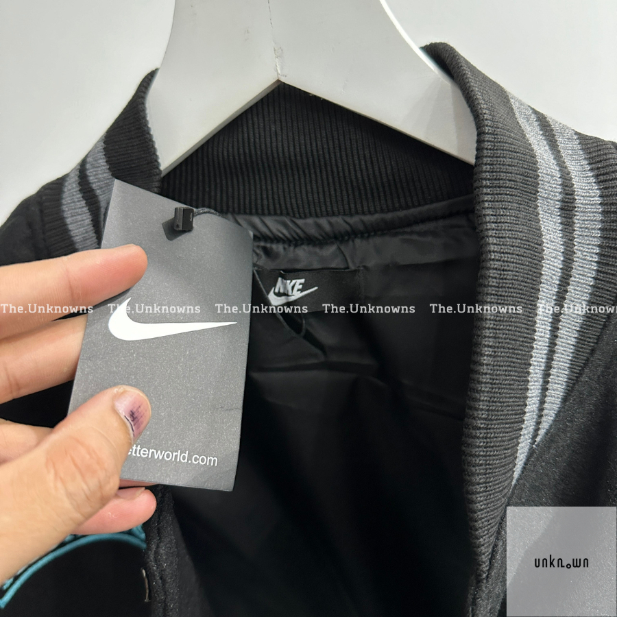 👑👑-Áo Khoác Varsity Jacker N!KE x T.iffany Co,Áo Varsity Jacket N!KE phối tay da logo thêu cao cấp