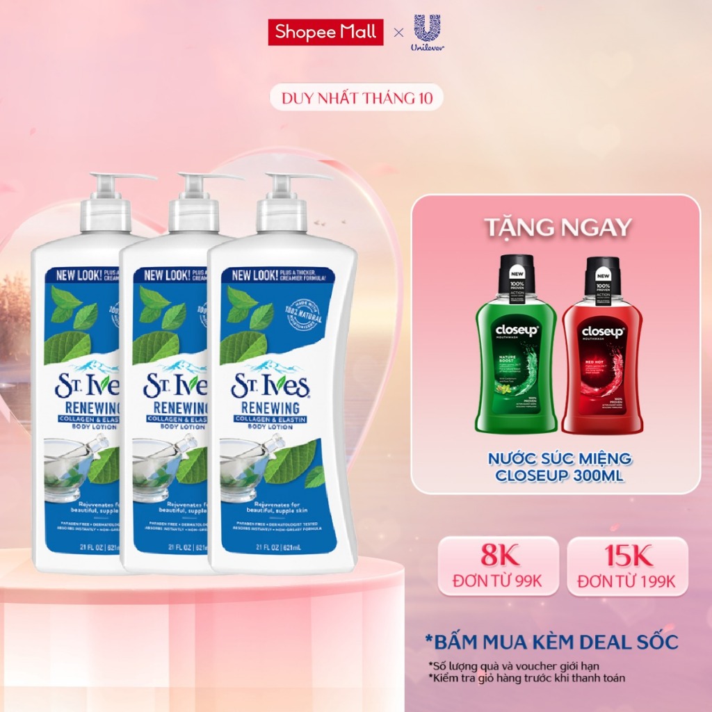 Combo 3 chai Sữa dưỡng thể St.Ives Collagen trẻ hóa da 621ml