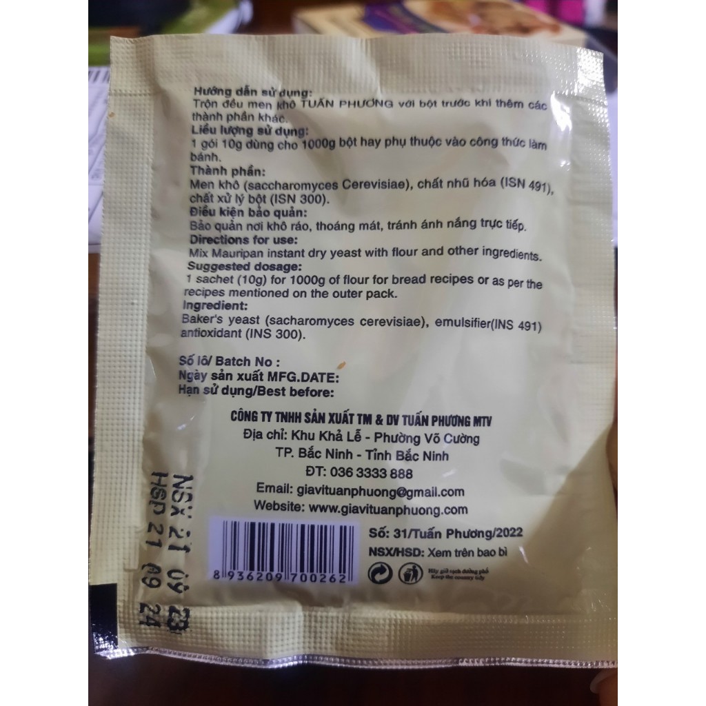 Men khô lạt Mauri instant dry yeast hộp 5 gói 10g