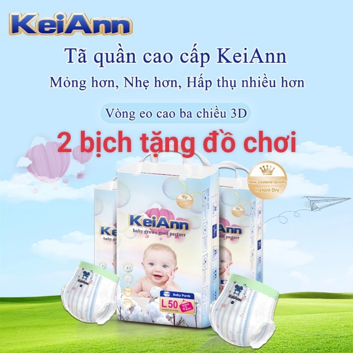 Tã Bỉm Quần KeiAnn cao cấp siêu thấm hút đủ szie M50+2/L50+2/XL48+2/XXL46+2/3xL44+2