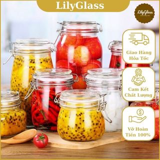 Hũ Thủy tinh 500ml - 2000ml nắp cài kín đựng đồ khô, thực phẩm, ngâm trái cây tiện dụng