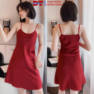 Váy ngủ 2 dây lụa satin cao cấp mềm mịn, quyến rũ 4 màu S0