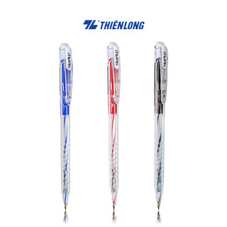 Combo 5 Bút Bi Thiên Long FO-039  ngòi 0.5mm mực xanh/đỏ/đen thiết kế đầu bấm mực đạt tiêu chuẩn quốc tế