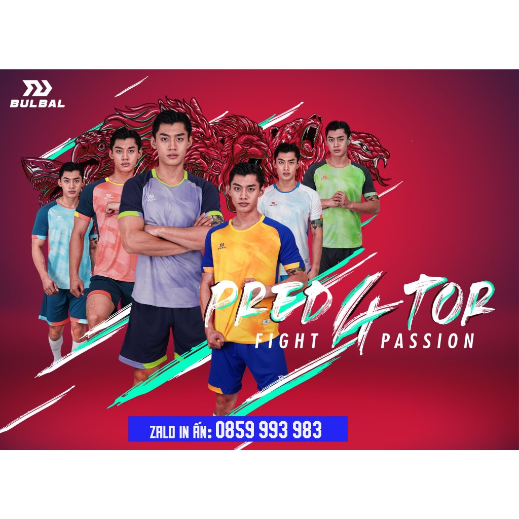 Bộ Quần Áo Thể Thao Đá Bóng Bulbal Predator 4- Chất Vải Cao Cấp, Thoải Mái Thoáng Mát