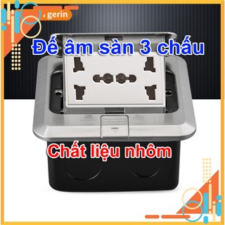 Hộp điện âm sàn 2 ổ cắm đa năng 3 chấu đế âm sàn kèm ổ cắm 3 chấu chống nước màu bạc Gaston gerin