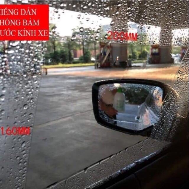 Combo 2 miếng dán nano gương ô tô chống đọng nước hình Oval