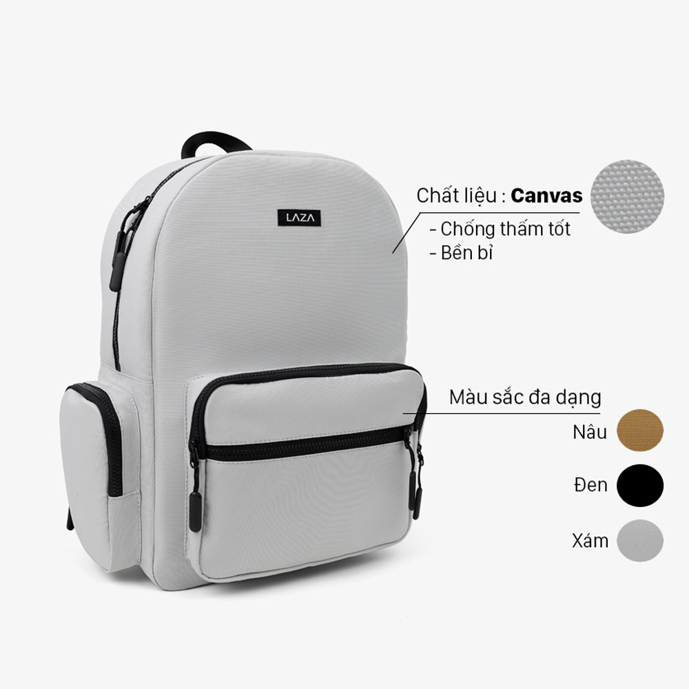 Balo túi hộp LAZA Catse Backpack 580 vải canvas trượt nước, chứa được laptop 15.6in, bảo hành trọn đời