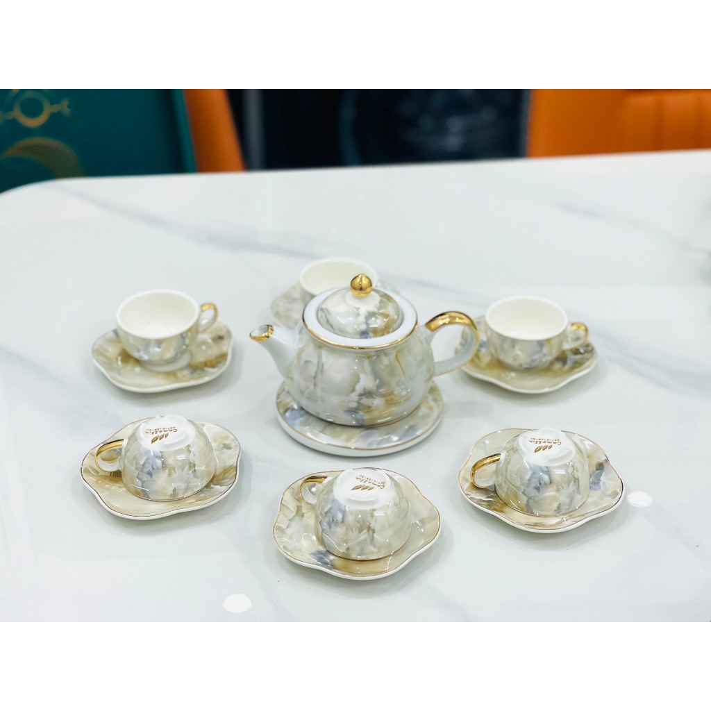 Hàng có sẵn/full combo bạch kim cao cấp/ấm chén cao cấp/bát đĩa cao cấp/quà tặng decor cao cấp