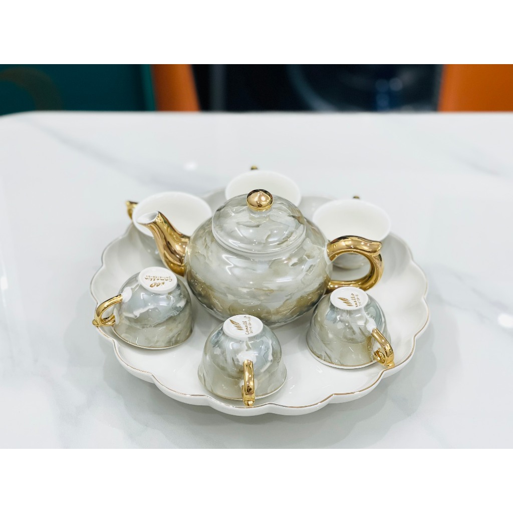 Hàng có sẵn/full combo bạch kim cao cấp/ấm chén cao cấp/bát đĩa cao cấp/quà tặng decor cao cấp