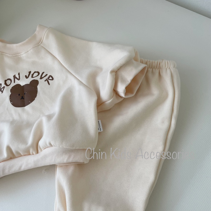 Bộ sweater vải nỉ bông mềm mại cho bé