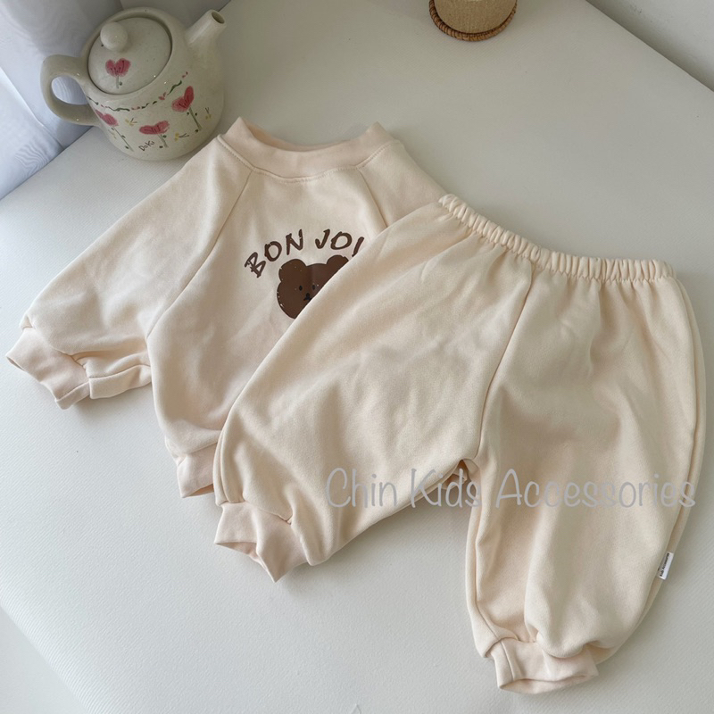 Bộ sweater vải nỉ bông mềm mại cho bé