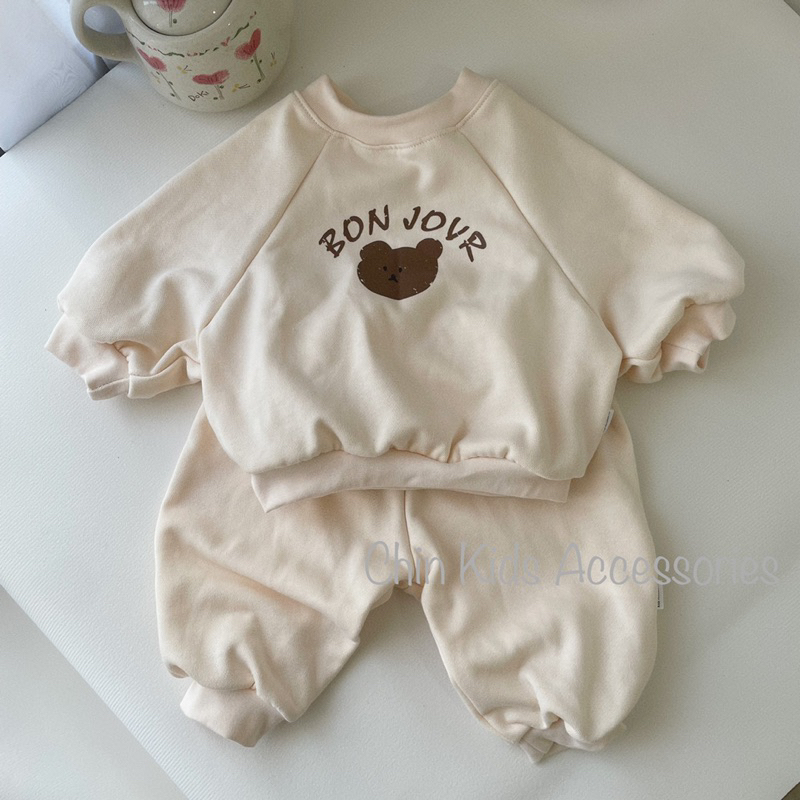 Bộ sweater vải nỉ bông mềm mại cho bé