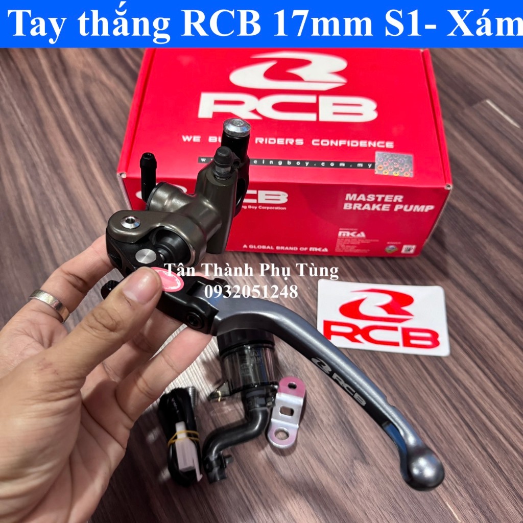 Tay thắng RCB S1 17mm màu xám bình dầu rời: Tay côn Trái, Tay dầu Trái/Phải