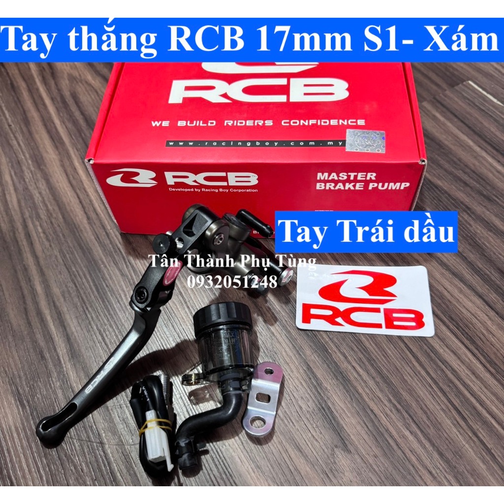 Tay thắng RCB S1 17mm màu xám bình dầu rời: Tay côn Trái, Tay dầu Trái/Phải